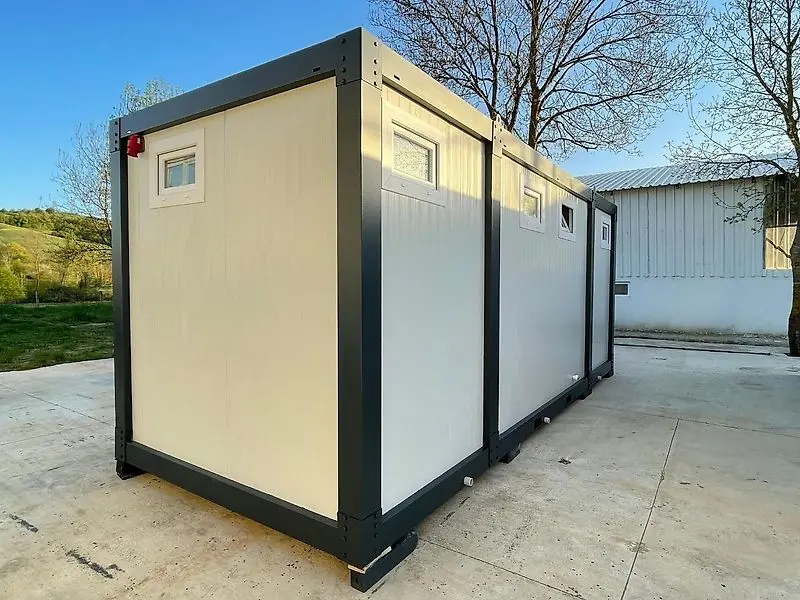 Cabina sanitaria, 6 unidades (ducha + lavabo) | Cabina de ducha 240 x 600, nueva