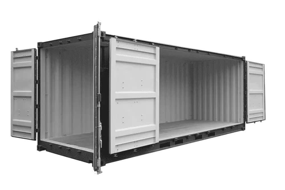 Contenedor de 20 pies con laterales abiertos