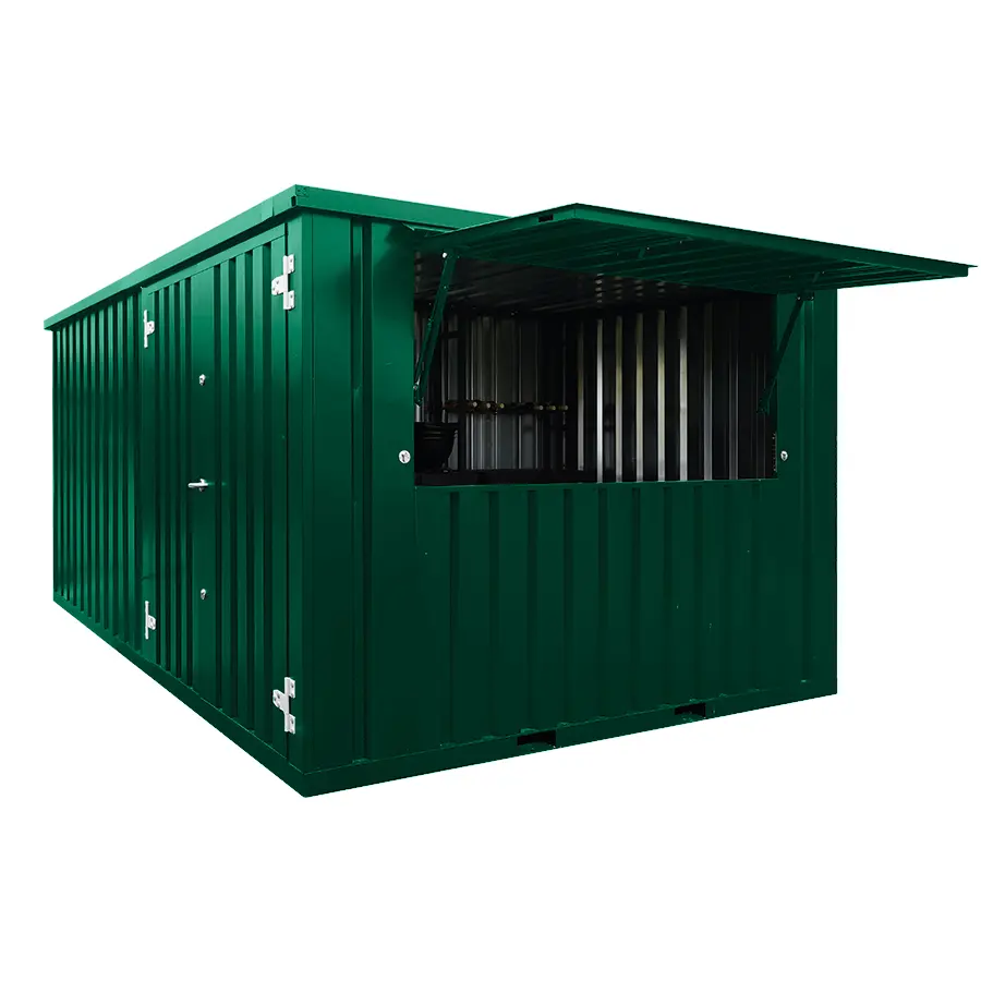 Contenedor plegable XL para barras, 4x4 metros, verde RAL 6005