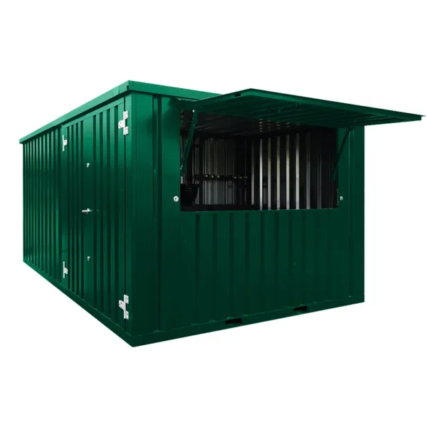 Contenedor plegable XL de 4x3 metros para barras, color verde RAL 6005.